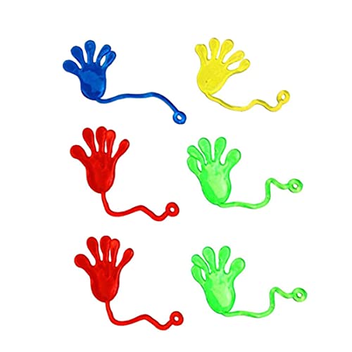 Banziaju Mini klebriger Hände Spielzeug, Mini Klebrige Hände Spielzeug lustiges dehnbares Finger Palm Spielzeug für Kinder Geburtstag zufälliger Farbe 6pcs Klebiges Palmspielzeug von Banziaju
