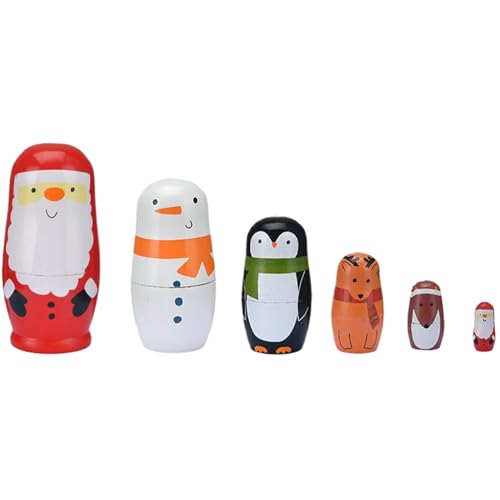 Banziaju Russische Nistpuppen, russische Nistpuppen, 6PCS süße Weihnachts -Schneemann -Nistpuppen, glattes Holz Russische Puppennistspielzeug für Weihnachtsferien -Dekor -Geschenk, Nistpuppen von Banziaju