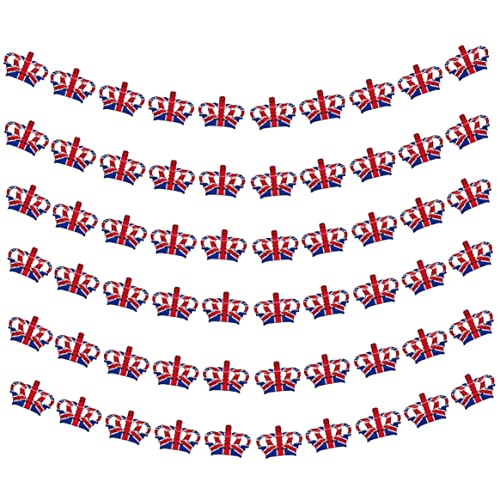 Kings Krönung Dekorationen Kings Krönung Dekorationen Bunting Feiern Sie König Charles III Union Crowns Bunting Flags Union Party Lieferungen Dekorationen 6PCS Crown Bunting von Banziaju