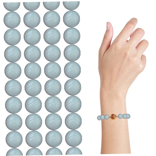 Runde Perlen, 46pcs Selenitperlen 8 mm natürliche echte lose Perlen, runde Perlen für Armbänder, hellblaue Edelsteinperlen für DIY -Schmuckherstellung, Armbänder, Armbänder von Banziaju