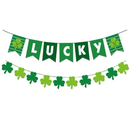 St. Patrick Day Banner St. Patricks Day Decoration Irish Hanging Swirl Shamrock Banner Dekor für Partyversorgung (Lucky Clover) von Banziaju