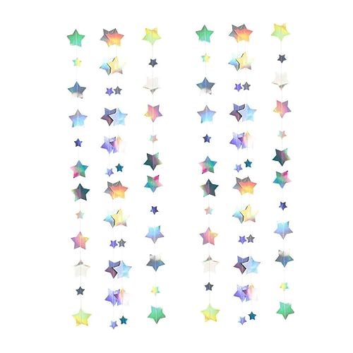 Star Confetti Holographic Big Star Party Dekorationen Irisierende Stars Girlanden für Geburtstagsfeier Dekor Regenbogen Star Banner für Themen Sternennacht Hochzeitskinder Party Paper Streamer von Banziaju