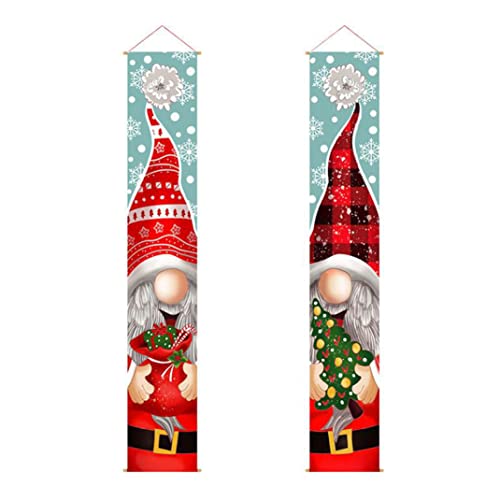 Urlaub Veranda Couplet, Weihnachten Weihnachtsmann -Banner Schneemann Hanging Couplet Weihnachtsdekoration für Hof 1 Paar Style2, Weihnachts -Weihnachtsmann -Banner Banner von Banziaju