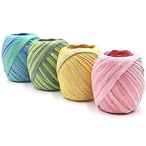 GGeschenkpapier Band, 4 Rollen Farbe Raffia Bast, Papierschnüre Schnurseile Raffia Bast Bunt Bast Papierband Bast Geschenkband für Festival Geschenkbox Wrapping DIY Dekor Bastelprojekte 3cm x 20m von Banzimiao