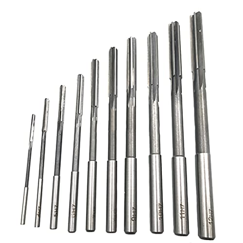 10 Stück 3-12 mm Fräsreibahlen Set H7 Gerader Schaft Anti-Hochtemperatur-Präzisionsschneiden aus Hochgeschwindigkeitsstahl 10 Stück H7 3-12mm Schaft-Reibahlen-Set von BaoFufc