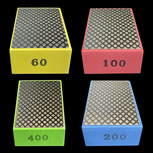 4 Stück Hand Diamant Polierpad zum Schleifen von Glas Stein Keramikfliesen zum Schleifen von Kanten 60# 100# 200# 40 Körnung 4 Stück 60# 100# 200# 200# 200# Schleifblock von BaoFufc