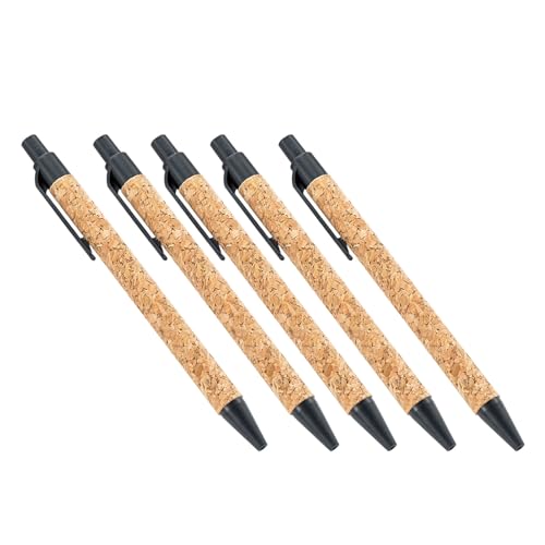 5 Stück 1,0 mm Holzmaserung Kugelschreiber glattes Schreiben Stift einziehbarer Kugelschreiber Ölstift für Büro Schule Klassenzimmer 5 Stück einziehbarer Kugelschreiber Ölstift glattes Schreiben Stift von BaoFufc