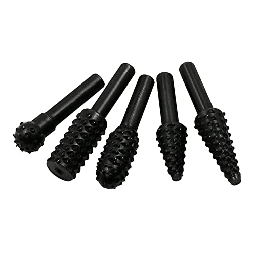 BaoFufc 5 x 0,6 cm Bohrer-Bits, Rotationsraspelfeilen-Set für Holzbearbeitung, Messer, Holzschnitzwerkzeug, Tischlerei, Holzschneidewerkzeuge, Bit-Set, Holzschnitzwerkzeuge-Set für Anfänger, Schwarz von BaoFufc