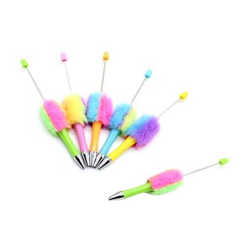 BaoFufc 6 x niedlicher Perlenstift, glattes Schreiben, Perlenkugelschreiber, Plüschstift, Kugelschreiber, Büro, Schulbedarf, 6 x Perlenstift, Plüsch-Kugelschreiber, glattes Schreiben von BaoFufc