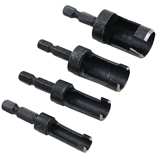 BaoFufc Multifunktionales Holzdübelschneider-Bohrer-Set, 6 mm/10 mm/13 mm/16 mm, Holzdübellochschneider und Dübelbohrer, Holzbearbeitungsschneider, 4 Stück von BaoFufc