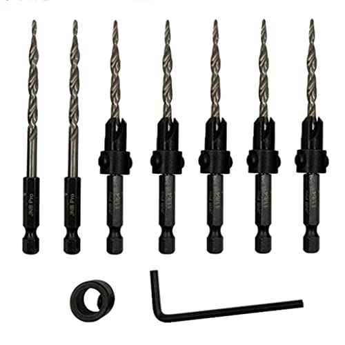 Speed Steel Kegelbohrer-Set, Sechskant-Griff, Sechskant-Griff, für Kreuzschlitzbohrer, Kegelbohrer, Metall, für Nägel, 9 Stück von BaoFufc