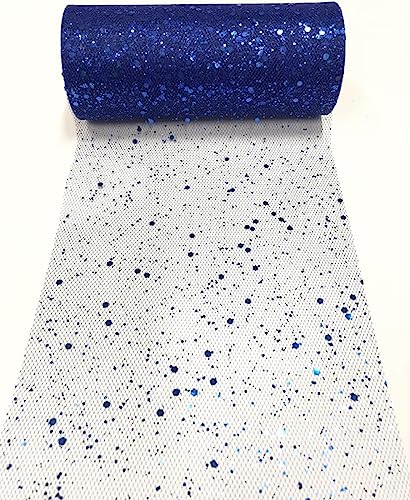 BaoT8YLu 2 Stücke Glitter Tulle Fabric Roll Hexagon Sequins Mesh Fabric Spool Tutu Skirt Baby Shower Wedding Party Birthday Decoration（15 cm x 22.8 m）(Royal) von BaoT8YLu
