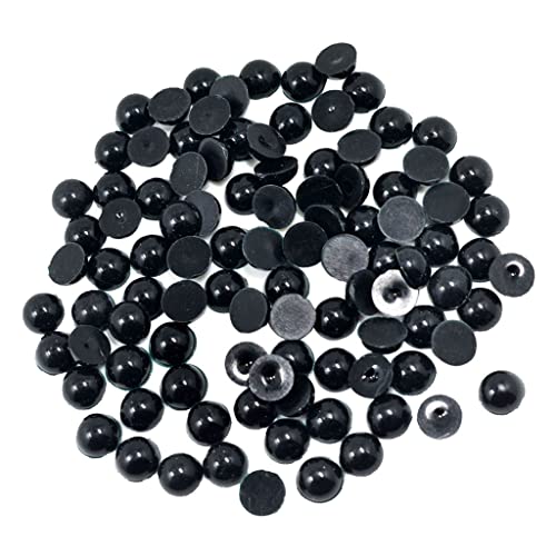 Halbrunde Perlen Schwarz zum Aufkleben, Halbperlen zum Basteln, Schwarze Perlen mit Flacher Rückseite, Black Half Pearl Beads für DIY Handwerk Schmuck Hochzeit Kleid Nail Art, 10mm 100pcs von Baoblaze