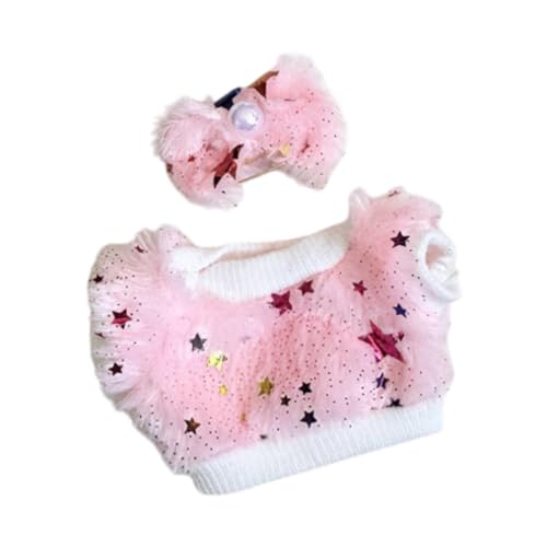 Baoblaze 17 cm Plüsch-Puppenkleidung, Puppen-Outfit, Stern-Sweatshirt mit Kopfschmuck, verkleiden Sie Sich, Kuscheltier-Kleidung, modisch, bequem, süß, Rosa von Baoblaze