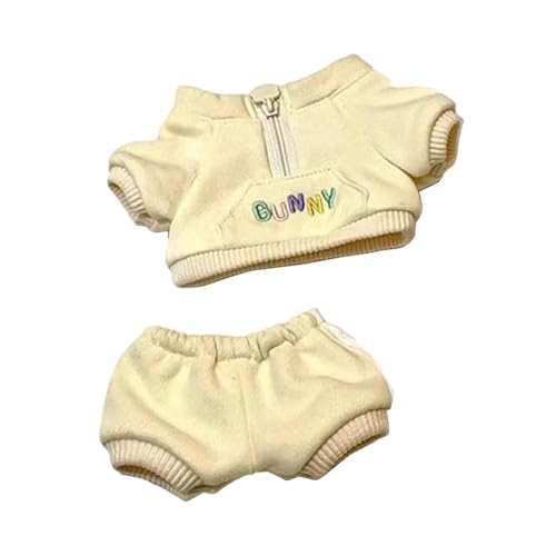 Baoblaze 2 Stück Puppen Sportbekleidung Anzug Outfits Zubehör, Kapuzenpullover Hose Miniatur Kleidung für 8 Zoll Puppen Neujahrsgeschenke, Beige von Baoblaze