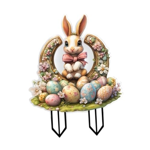 Baoblaze 2D Bunny Garden Stake kompakte ästhetische, einzigartige, attraktive Flache Dekor Osterdekoration für Rasenversammlungen von Baoblaze