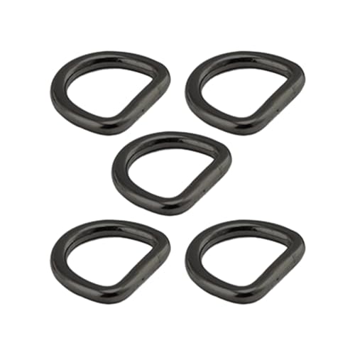 Baoblaze 5 Stück Metall-D-Ringe, D-förmige Schnalle, DIY-Zubehör, Metallschlaufen, Schnallen, D-förmige Ringe für Hundeleinen, Bastelarbeiten, Taschen, Schwarz, 0.3 cm x 1.5 cm x 1.2 cm von Baoblaze