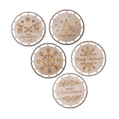 Baoblaze 6pcs Weihnachtsmakrame Ornamente Handwerk Anhänger Holzscheiben DIY Hanging Anhänger für Boho Decor Hochzeit Weihnachtsdekorationen, Set F von Baoblaze