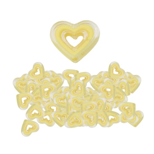 Baoblaze 80pcs Acryl Herzperlen Accessoires DIY Dekoration Liebesliebe für Schmuck, die lose Abstandshalter Perlen für Schlüsselketten machen, Gelb von Baoblaze