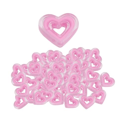 Baoblaze 80pcs Acryl Herzperlen Accessoires DIY Dekoration Liebesliebe für Schmuck, die lose Abstandshalter Perlen für Schlüsselketten machen, Rosa von Baoblaze