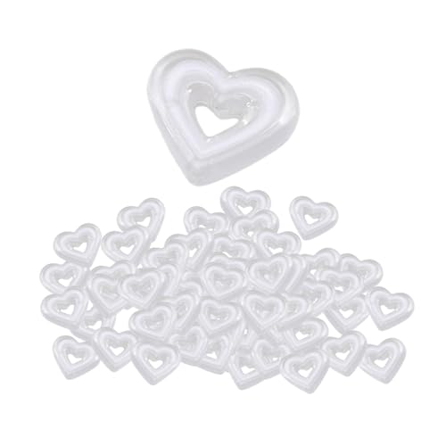 Baoblaze 80pcs Acryl Herzperlen Accessoires DIY Dekoration Liebesliebe für Schmuck, die lose Abstandshalter Perlen für Schlüsselketten machen, Weiß von Baoblaze