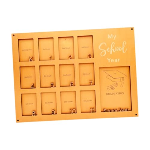 Baoblaze Bilderrahmen aus Holz für die Schuljahre K12, 15,7 x 11,8 Zoll, multifunktionale Wandhalterung mit 13 Schlitzen für Schüler, Mütter und Kinder, leicht, Orange von Baoblaze