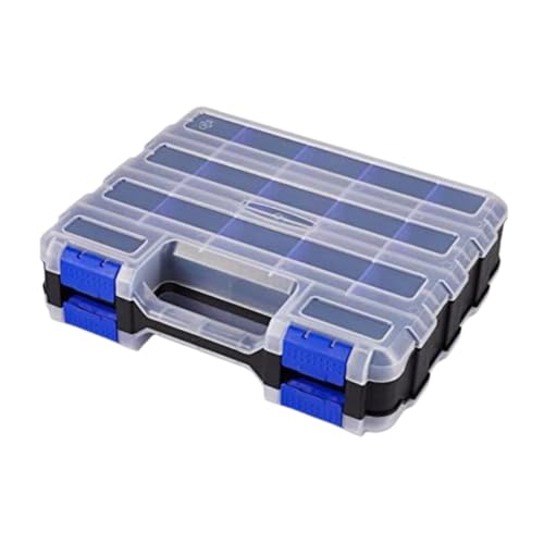 Baoblaze Double Side Tool Organizer -Teile Fall 12.6x10.6x3.1inch Multifunktional transparentes Abdeckungszubehör Abnehmbare Trennwände, Blau von Baoblaze