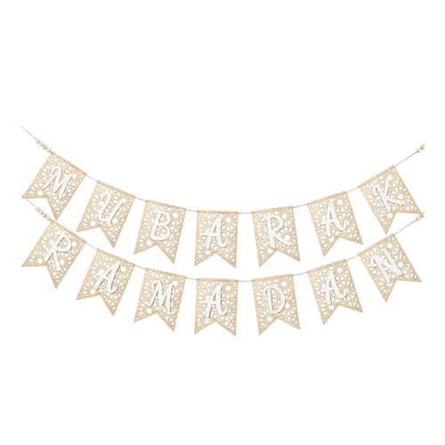 Baoblaze Holz Ramadan Banner Dekor mit Briefen Party Lieferungen Ramadan Hanging Ornamente Eid Mubarak Happy Geschenke für Bauernhaus, Weiß von Baoblaze