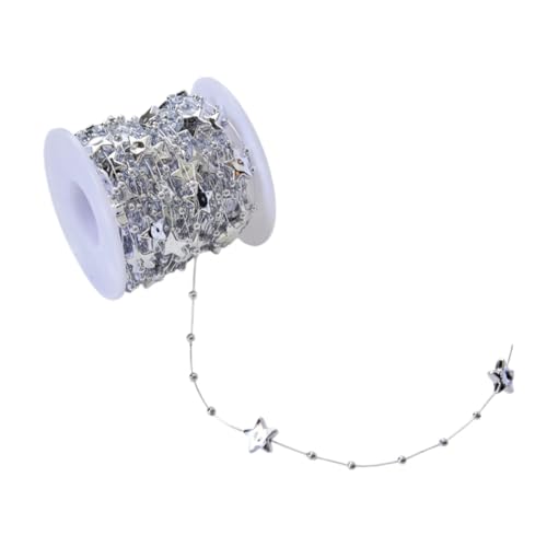 Baoblaze Künstliche Perlen String, Runde Perlengirlande, 10m Perlenkette Deko Angelschnur, Artificial Beads String für DIY Handwerk Haarschmuck Weihnachtsbaum Tischdeko Hochzeit Vorhang (Silver Star) von Baoblaze