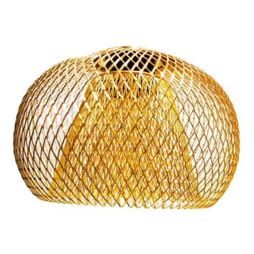 Baoblaze Metall Pendelleuchtenschirme, Vintage Deckenleuchtenschirm, Metal Wire Lampshade Pendant, Retro Treppenhauslampe Kronleuchter für das Bad Flur Treppenhaus Balkon Küche Schlafzimmer, Golden von Baoblaze