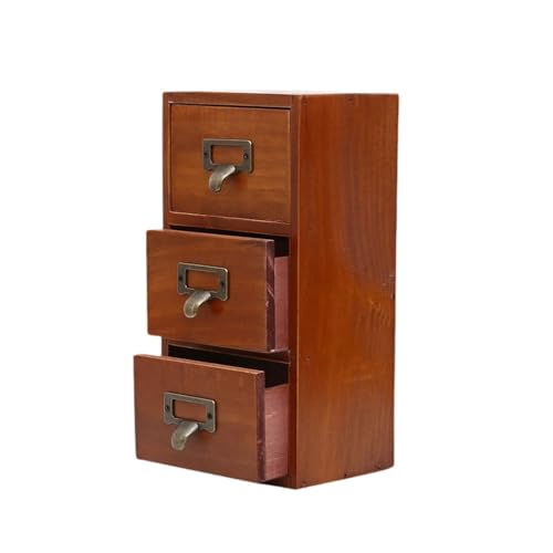 Baoblaze Mini-Desktop-Schublade, Schreibtisch-Organizer, rustikale Tischplatte mit 3 Schubladen, Schrank aus Holz für Kommode, Zuhause, Make-up, Lebensmittel, von Baoblaze