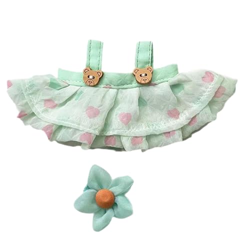 Baoblaze Mini-Puppenkleidung, Mädchen-Puppenkleidung, stilvoll mit Blumen-Kopfschmuck, Kleidung, Puppenkleid-Set für kleine Mädchen, Puppen, Anhänger, Puppe, grüner Rock von Baoblaze