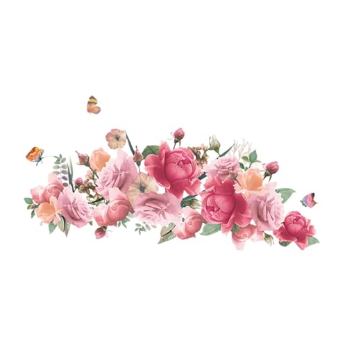 Baoblaze Pfingstrose Wandtattoo, Wandkunst, Dekor, wasserdicht, leicht abziehbar, PVC-Wandbilder, Blumen-Wandaufkleber für Badezimmer, Sofa, Fernseher, von Baoblaze