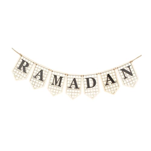 Baoblaze Ramadan Ornamente Holzhänge Plaque Party liefert leicht zu hängen Holzschild Dekorationen Leicht kompaktes Ramadan Banner, Schwarz von Baoblaze