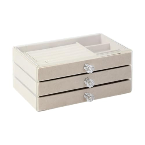 Baoblaze Schmuck-Organizer-Box, transparente Schmuckschatulle, staubdicht, mit transparentem Deckel, Vitrine, Schmucketui für Armbänder, Ringe, Beige von Baoblaze