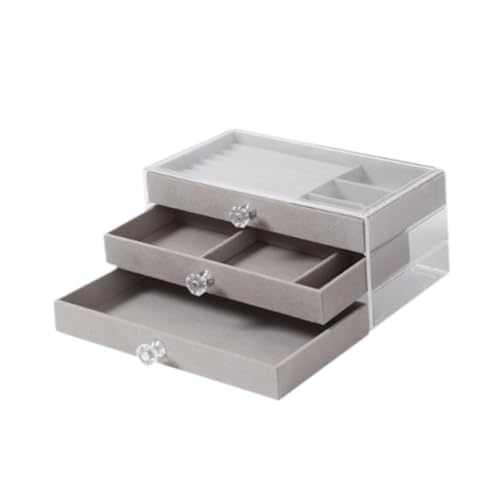 Baoblaze Schmuck-Organizer-Box, transparente Schmuckschatulle, staubdicht, mit transparentem Deckel, Vitrine, Schmucketui für Armbänder, Ringe, Grau von Baoblaze