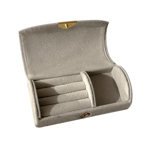 Baoblaze Schmuckschatulle, tragbar, Desktop-Schmuck-Organizer für Ringe, Ohrringe, Anhänger, Charms, Hellgrau von Baoblaze