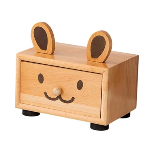 Baoblaze Schreibtisch-Schubladenbox, Schreibtisch-Organizer, niedliche Tisch-Organisation, Zubehör, Aufbewahrungsbox aus Holz für Kleinigkeiten, Eingang, Hase Aus Hellem Holz von Baoblaze