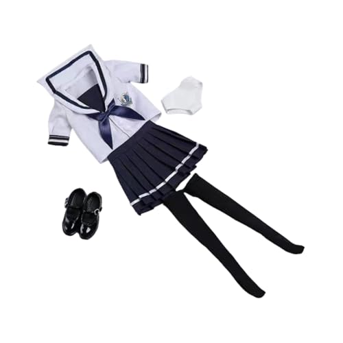 Baoblaze Schuluniform-Set für Puppen im Maßstab 1/6, Outfit, kurzärmliges Oberteil-Set, Unterwäsche-Actionfigur-Kleidung für 12-Zoll-Actionfiguren, Dunkelblau von Baoblaze