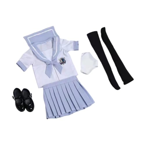 Baoblaze Schuluniform-Set für Puppen im Maßstab 1/6, Outfit, kurzärmliges Oberteil-Set, Unterwäsche-Actionfigur-Kleidung für 12-Zoll-Actionfiguren, Hellblau von Baoblaze