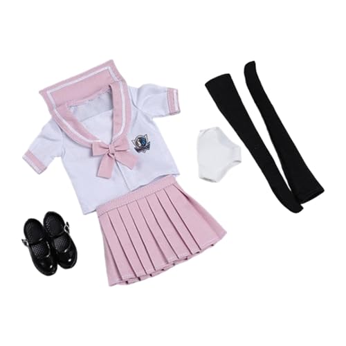 Baoblaze Schuluniform-Set für Puppen im Maßstab 1/6, Outfit, kurzärmliges Oberteil-Set, Unterwäsche-Actionfigur-Kleidung für 12-Zoll-Actionfiguren, ROSA von Baoblaze