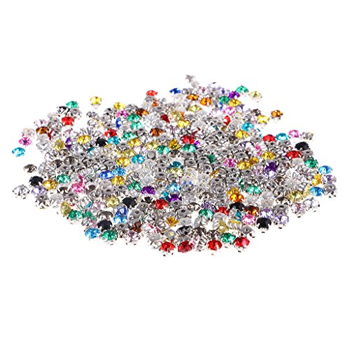 Baoblaze Strass Glitzersteine Strasssteine Steine zum Aufnähen und Kleben, Aufnähsteine Acryl Strass Steine mit Einfassung, Auswahl, Farbe 2, 6mm 300pcs von Baoblaze