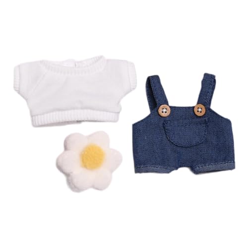 Baoblaze T-Shirt und Overalls für Plüschfiguren, zum Selbermachen, modische Kleidung für kleine Mädchen, kurzärmelige Anzugkostüme für 6,69-Zoll-Puppen, Hosen mit Taschen A von Baoblaze