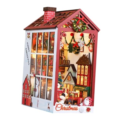 Baoblaze Weihnachts-Puppenhaus-Buchstütze, DIY-Puzzle, Buchecke, Dekoration, dekorative Beleuchtungsszenen, Ornament für Erwachsene und Jugendliche, vielseitig von Baoblaze