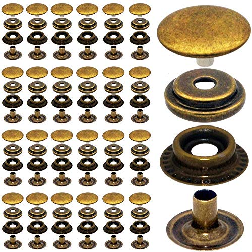 100 Stück (25 Sätze) Druckknopf Druckknöpfe Edelstahl Set Persenning Plane Camping Nähfrei 15 mm für Leder Handwerk Jacke Brieftasche Handtasche (Bronze) von Baogu