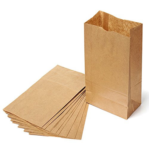 Baogu 100 Stück Tragetaschen Kraftpapier Papiertaschen Papiertüten Flaschentüten Bäckertüten von Baogu