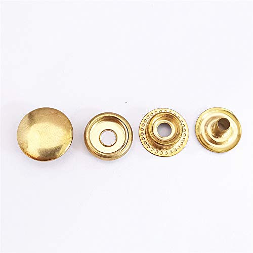 100 Stück (25 Sätze) Druckknopf Druckknöpfe Edelstahl Set Persenning Plane Camping Nähfrei 15 mm für Leder Handwerk Jacke Brieftasche Handtasche (Gold) von Baogu