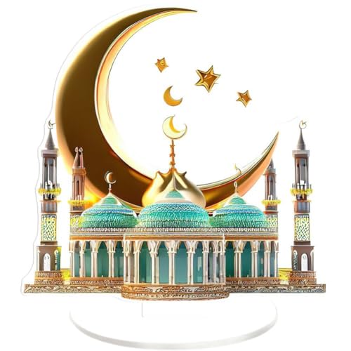 Ramadan Mond Schloss Ornament Acryl Desktop Ornament 2D Eid Mubarak Dekor Islamische Muslimische Party Festival Dekorationen von Baokuan