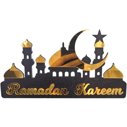 Ramadan Tisch Ornament Holz Acryl Eid Mubarak Mond Schloss Tisch Zeichen Dekor Dekoration Islamische Party Wohnkultur von Baokuan