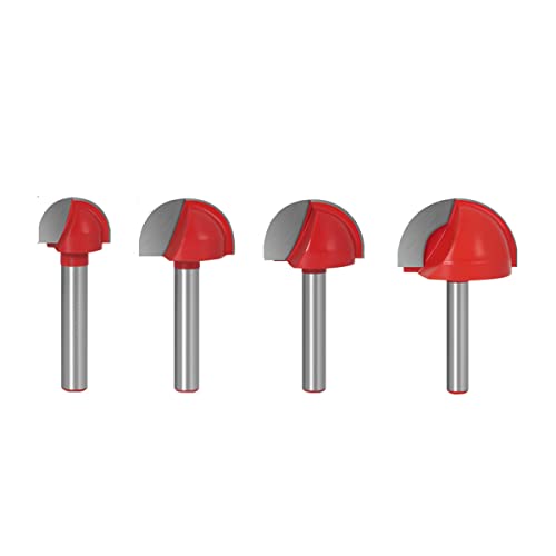 Baorder 4Pcs 6 Schaft Cove Core Box Fräser Bit Set Hartmetall Spitze Runde Nase Router Bits Holz Fräser Werkzeug von Baorder